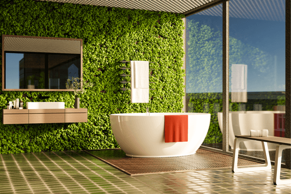 Um verde natural decora a parede ao lado de uma piscina aconchegante.