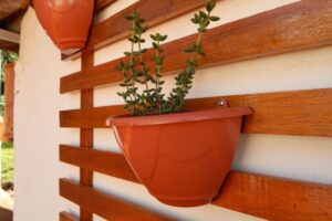 Equilíbrio e elegância na decoração da horta vertical.